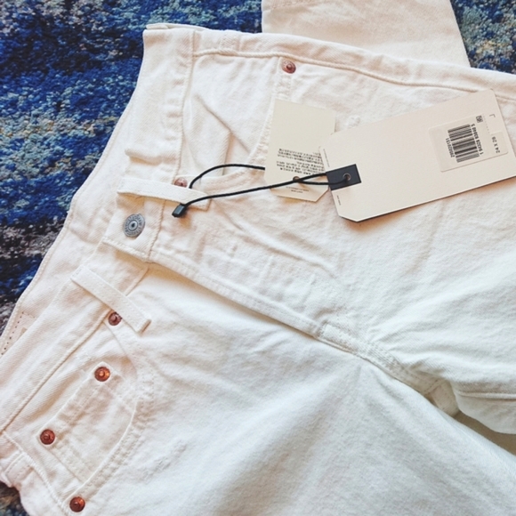 Levi's Premium 501 S White Distressed Jeans in Don't Mind if I do White - Picture 16 of 16